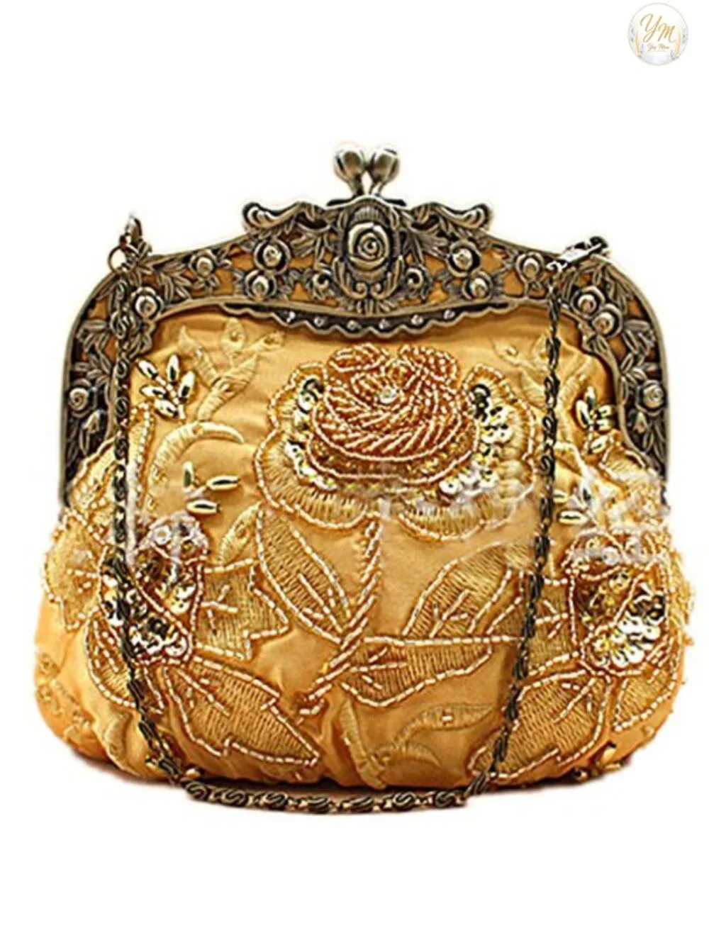 Vintage Beaded Sequin Evening Bag Clutch Formal Party Prom Purse